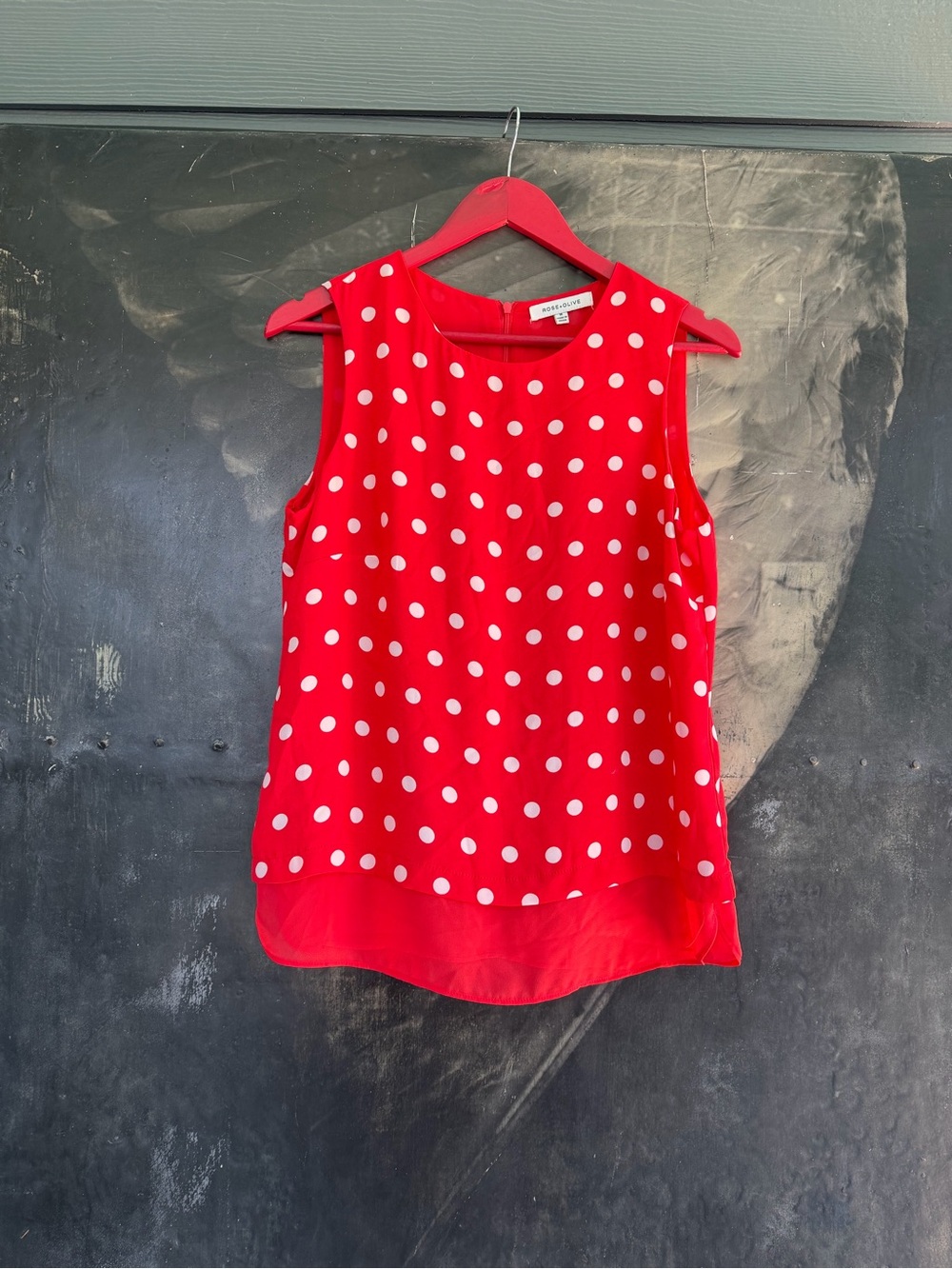 Rose & Olive Red Polka Dot Sleeveless Top